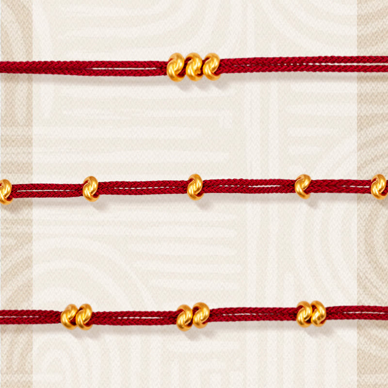 Bracelet en corde tressée fait main avec motif de nœud de souhait en or 999 de Buddha Stones