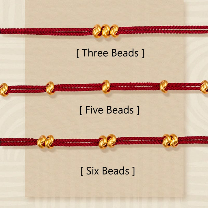 Bracelet en corde tressée fait main avec motif de nœud de souhait en or 999 de Buddha Stones