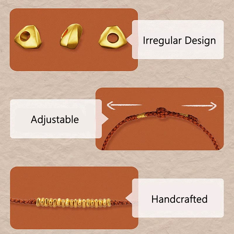 Bracelet en corde tressée de protection fait main en petites pièces d'or 999 Buddha Stones - image 4