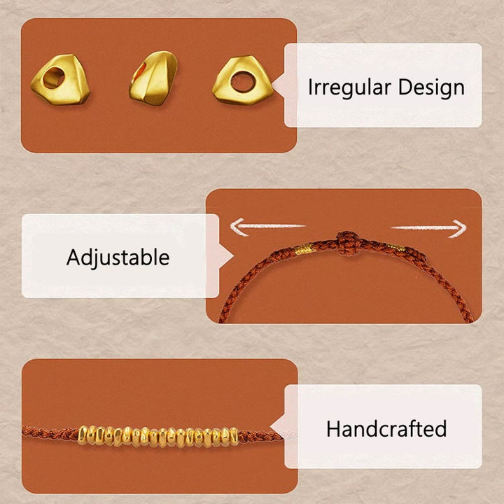 Bracelet en corde tressée de protection fait main en petites pièces d'or 999 Buddha Stones - image 4