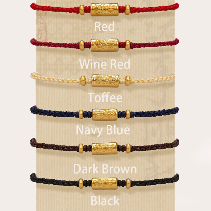 Bracelet porte-bonheur en or 999 Buddha Stones , design sculpté, corde tressée solide faite à la main - image 1