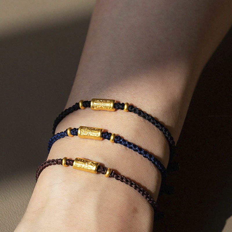 Bracelet porte-bonheur en or 999 Buddha Stones , design sculpté, corde tressée solide faite à la main - image 15