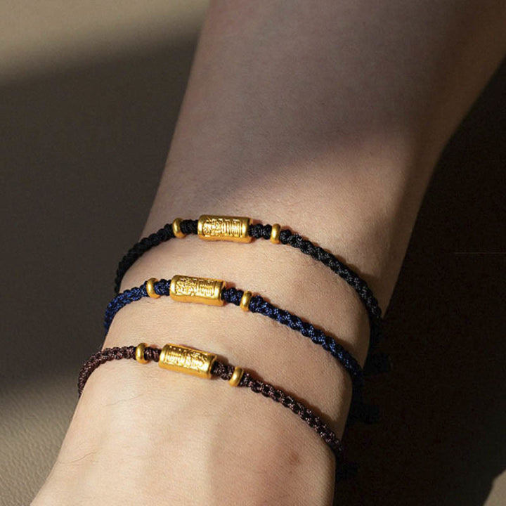 Bracelet porte-bonheur en or 999 Buddha Stones , design sculpté, corde tressée solide faite à la main - image 15