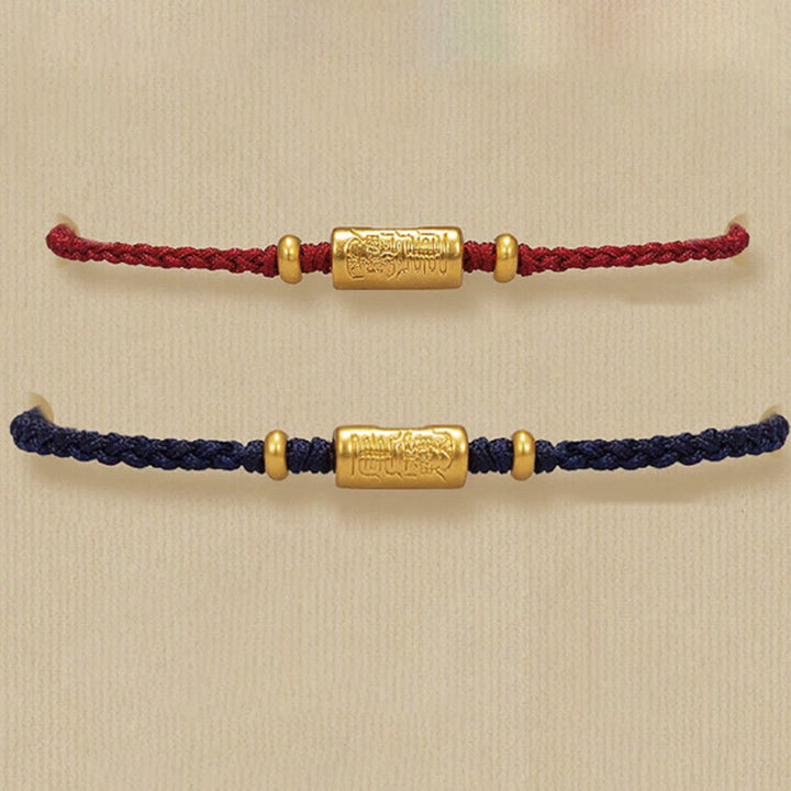 Bracelet porte-bonheur en or 999 Buddha Stones , design sculpté, corde tressée solide faite à la main