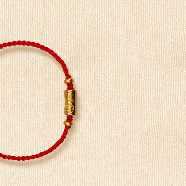 Bracelet porte-bonheur en or 999 Buddha Stones , design sculpté, corde tressée solide faite à la main