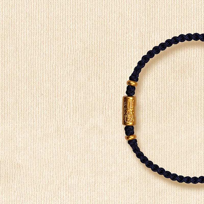Bracelet porte-bonheur en or 999 Buddha Stones , design sculpté, corde tressée solide faite à la main