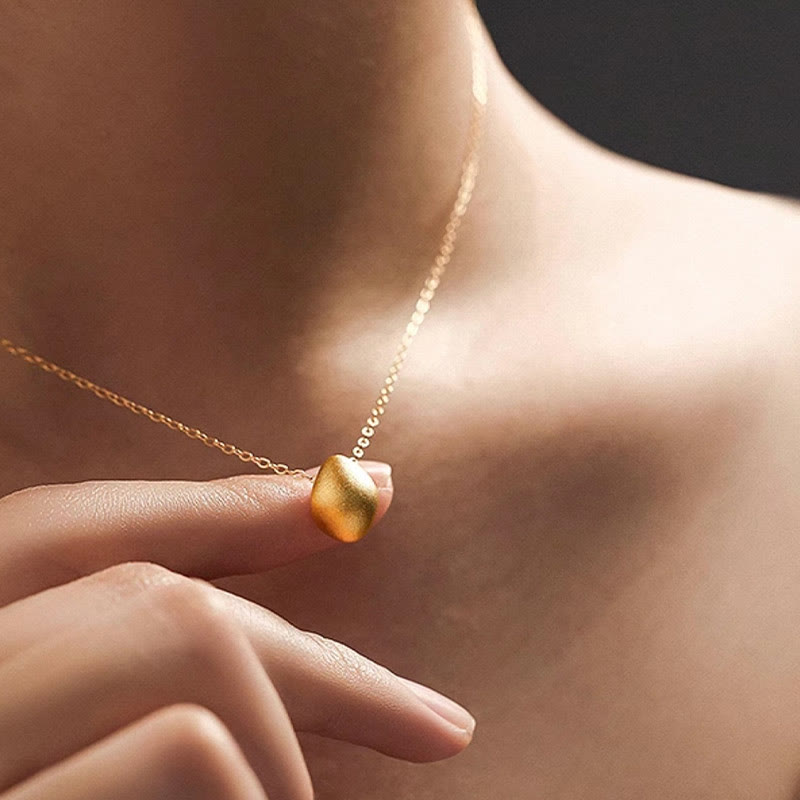 Collier pendentif en forme de goutte d'eau en or 999 Buddha Stones