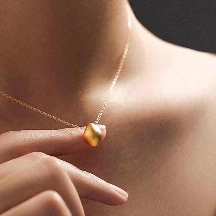 Collier pendentif en forme de goutte d'eau en or 999 Buddha Stones