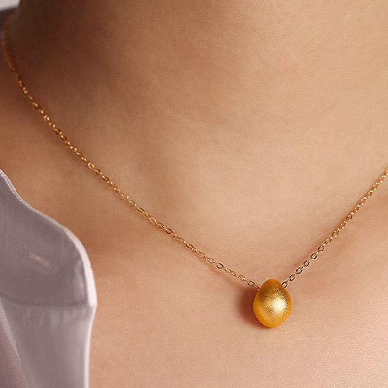 Collier pendentif en forme de goutte d'eau en or 999 Buddha Stones