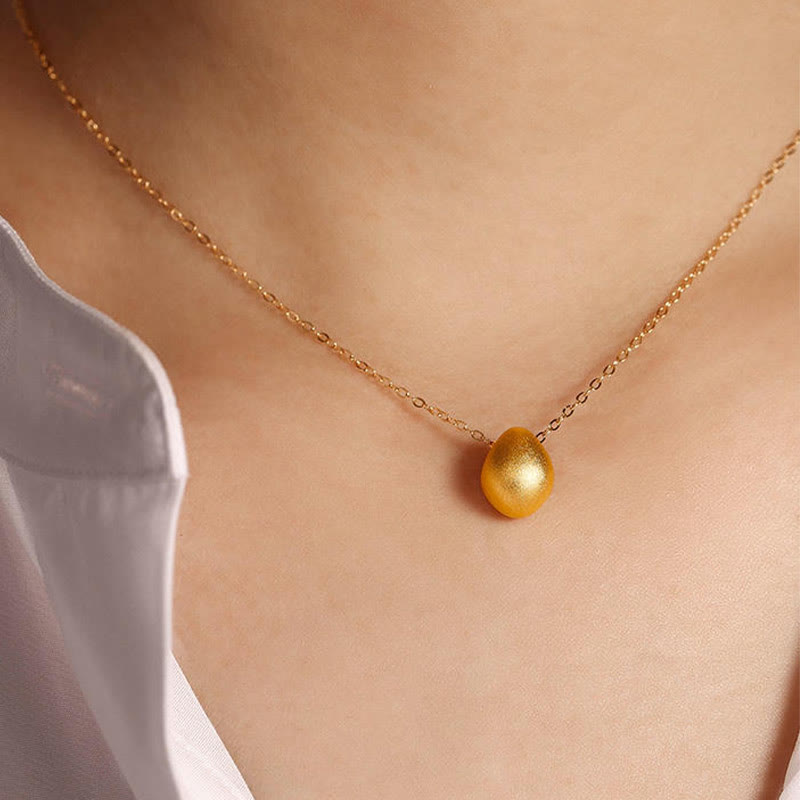 Collier pendentif en forme de goutte d'eau en or 999 Buddha Stones