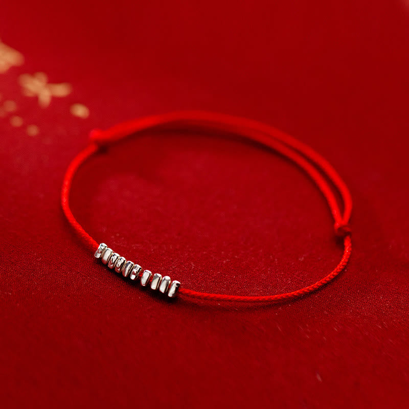 Bracelet en corde tressée ultra-mince fait main en argent sterling 925 avec petites pièces de Buddha Stones