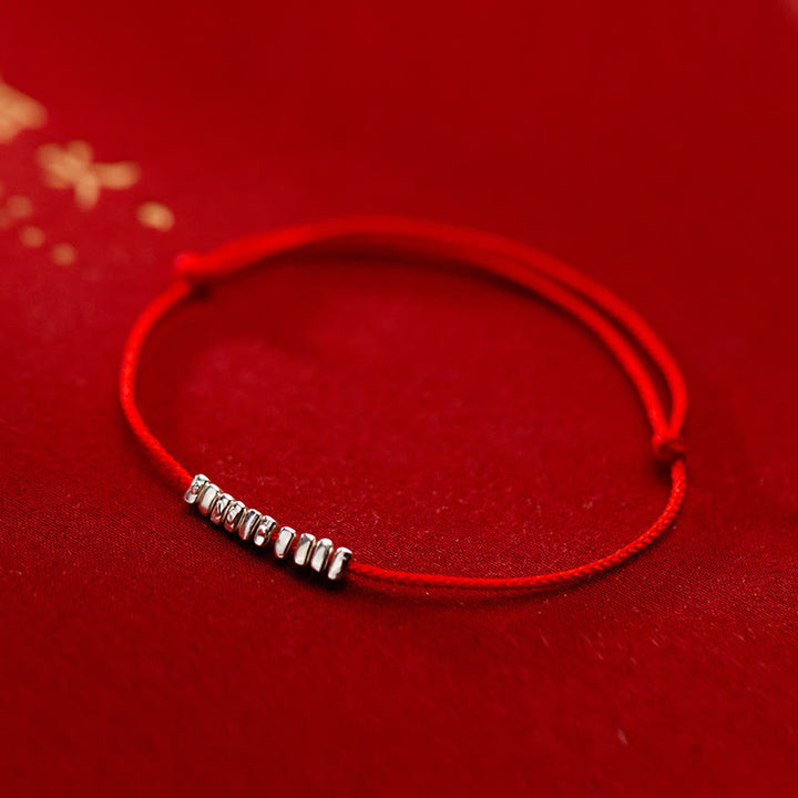 Bracelet en corde tressée ultra-mince fait main en argent sterling 925 avec petites pièces de Buddha Stones