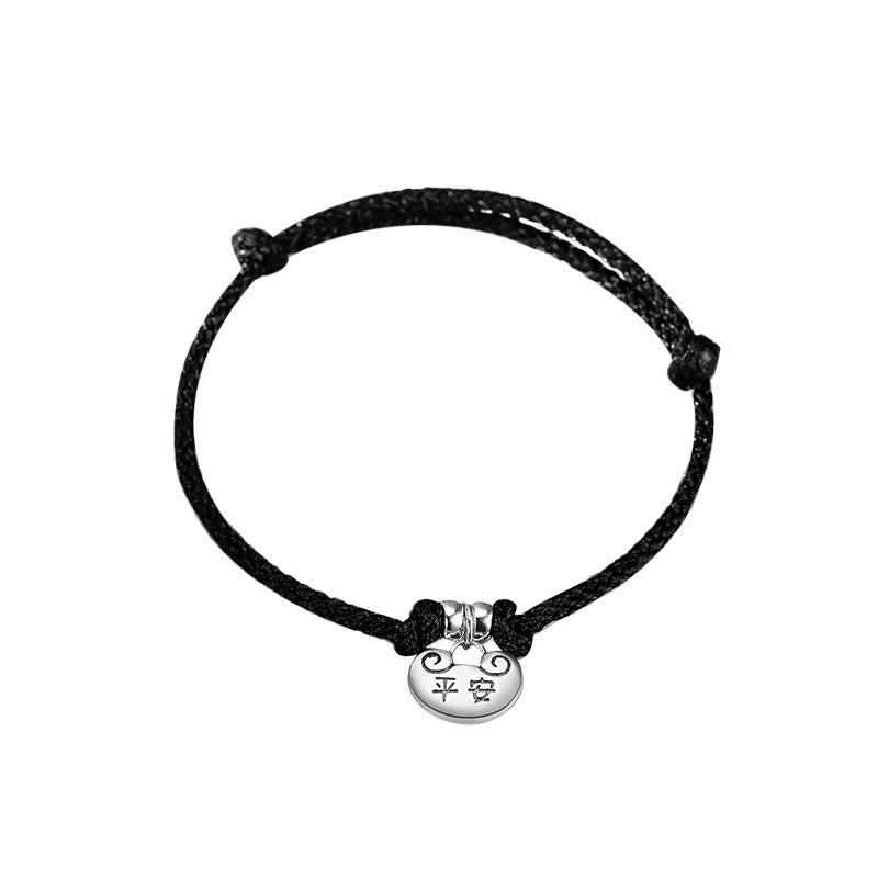 Bracelet en corde tressée fait main en argent sterling 925 avec Buddha Stones, paix et joie, sécurité, souhait, verrouillage, force