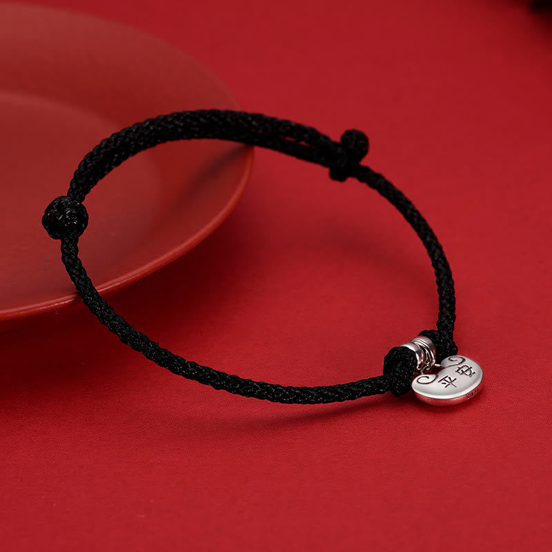 Bracelet en corde tressée fait main en argent sterling 925 avec Buddha Stones, paix et joie, sécurité, souhait, verrouillage, force