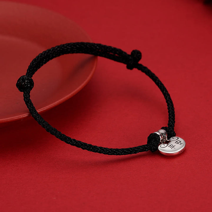 Bracelet en corde tressée fait main en argent sterling 925 avec Buddha Stones, paix et joie, sécurité, souhait, verrouillage, force
