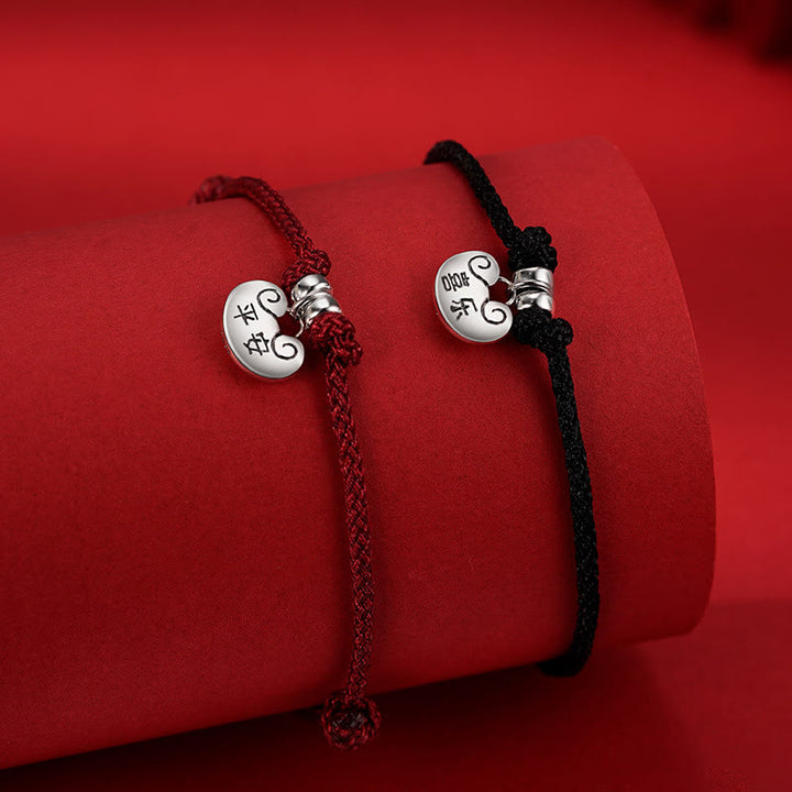 Bracelet en corde tressée fait main en argent sterling 925 avec Buddha Stones, paix et joie, sécurité, souhait, verrouillage, force - image 1