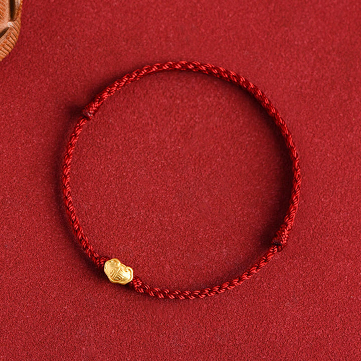 Bracelet en corde fait main avec breloque en forme de serrure chinoise en or 999 avec Buddha Stones et caractère Fu - image 13