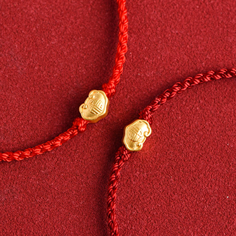 Bracelet en corde fait main avec breloque en forme de serrure chinoise en or 999 avec Buddha Stones et caractère Fu - image 15
