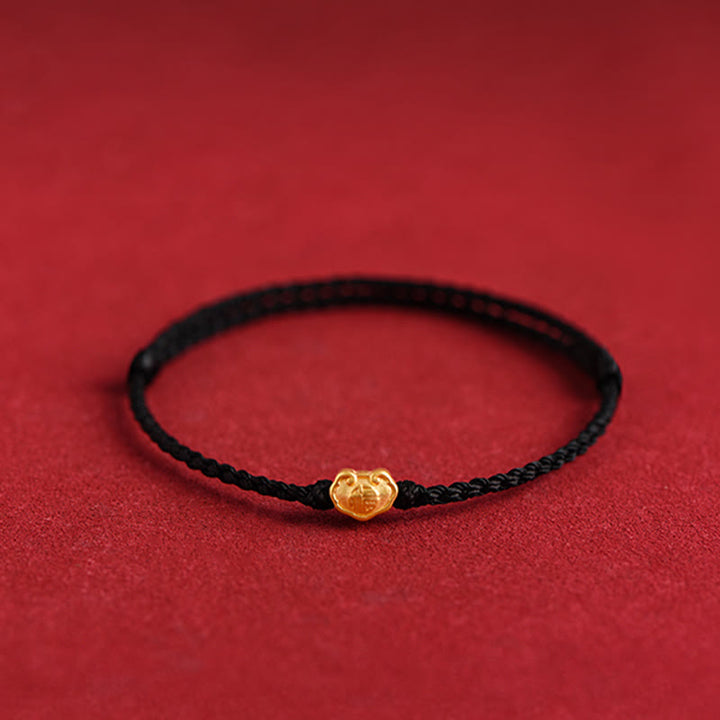 Bracelet en corde fait main avec breloque en forme de serrure chinoise en or 999 avec Buddha Stones et caractère Fu - image 19