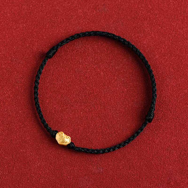 Bracelet en corde fait main avec breloque en forme de serrure chinoise en or 999 avec Buddha Stones et caractère Fu - image 18