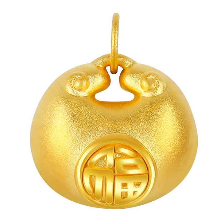 Collier pendentif en corde porte-bonheur avec motif de verrouillage de souhait en or 999 Buddha Stones