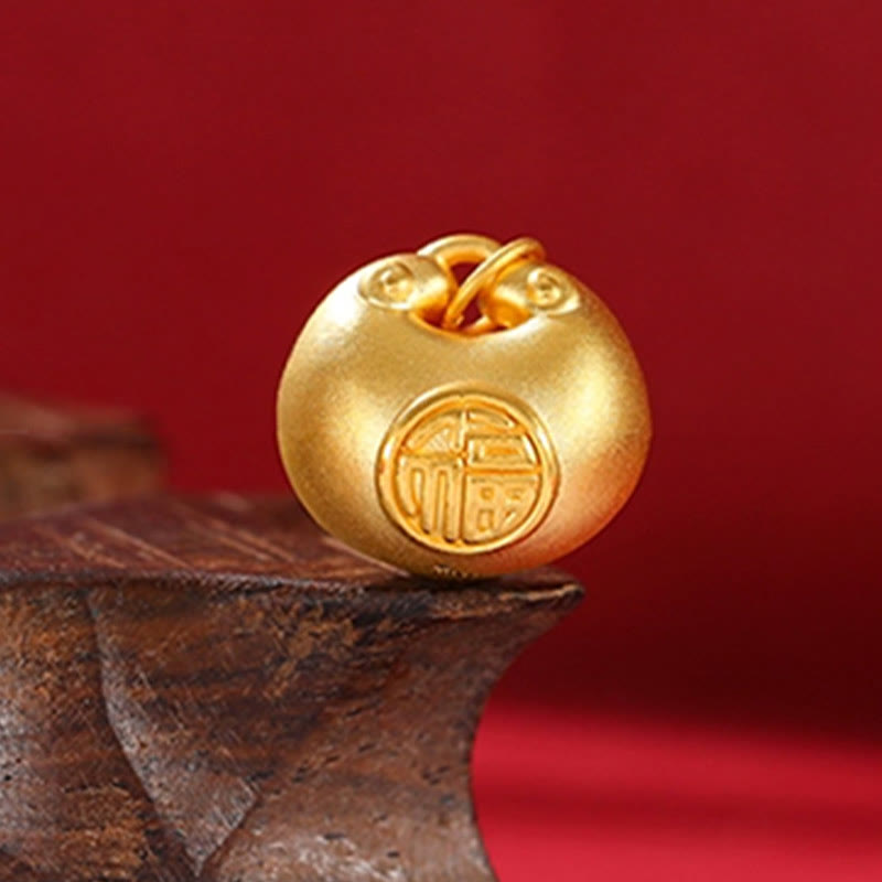 Collier pendentif en corde porte-bonheur avec motif de verrouillage de souhait en or 999 Buddha Stones