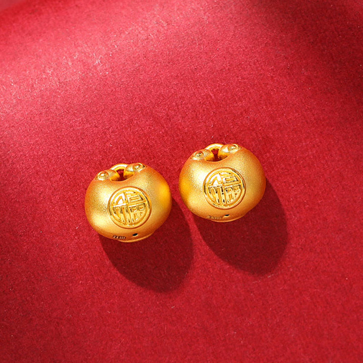 Collier pendentif en corde porte-bonheur avec motif de verrouillage de souhait en or 999 Buddha Stones