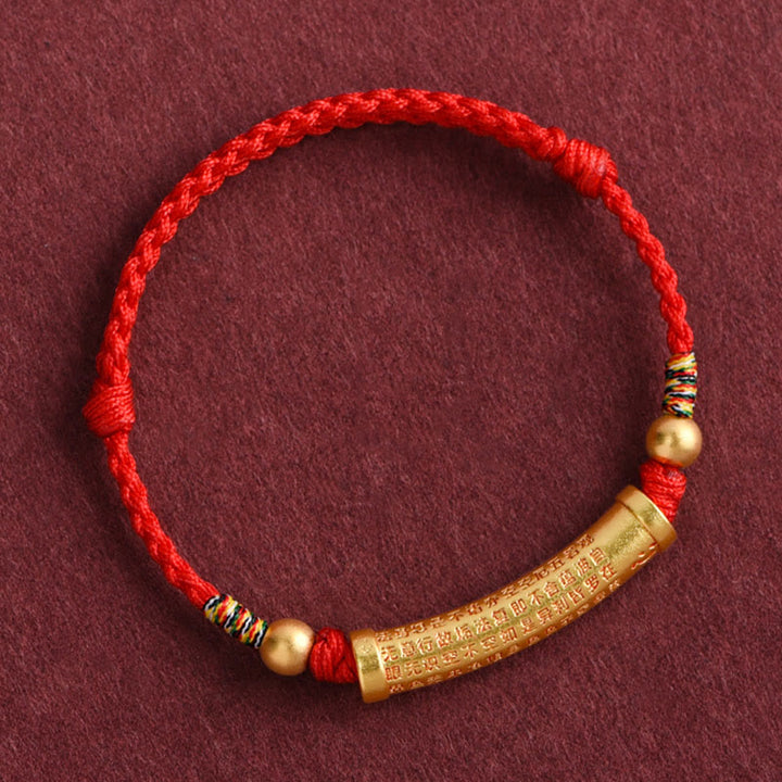 Bracelet de cheville en corde de force de protection Sutra du cœur en alliage fait à la main avec Buddha Stones