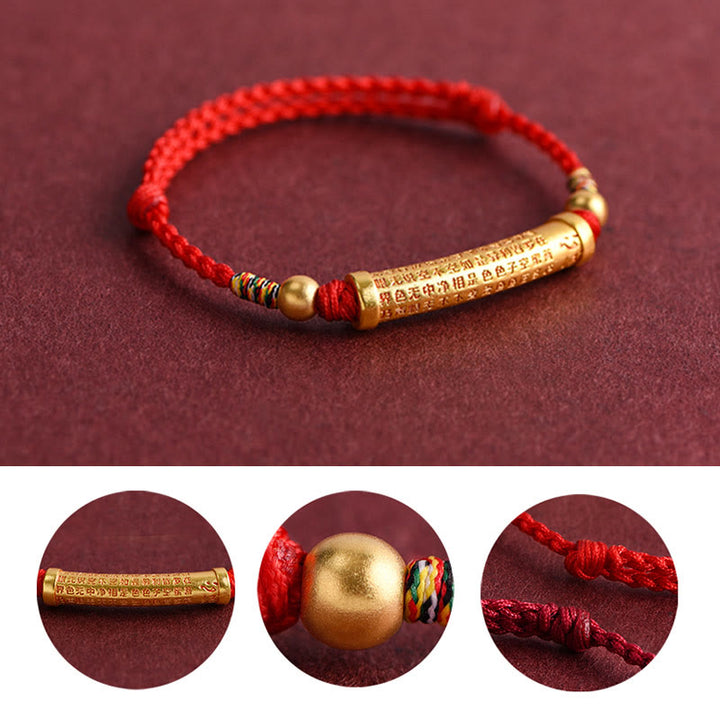 Bracelet de cheville en corde de force de protection Sutra du cœur en alliage fait à la main avec Buddha Stones