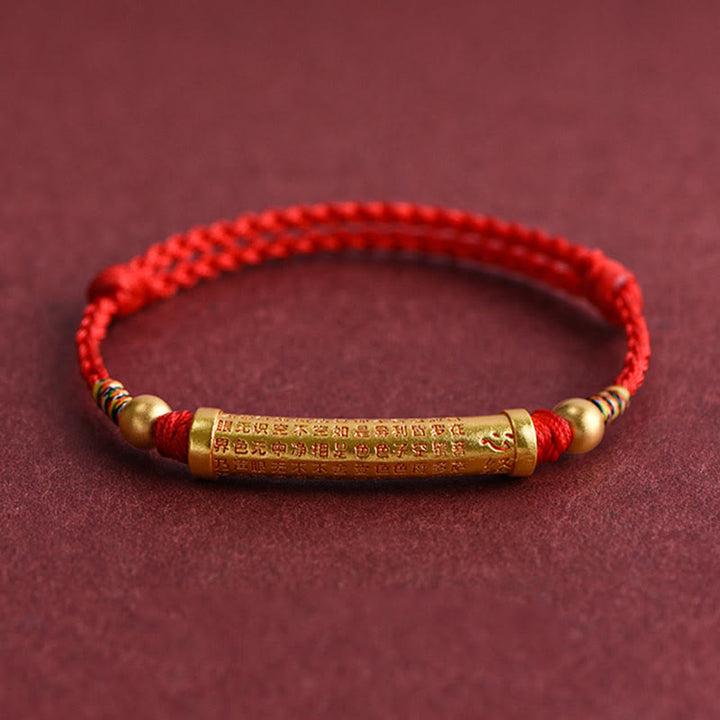Bracelet de cheville en corde de force de protection Sutra du cœur en alliage fait à la main avec Buddha Stones