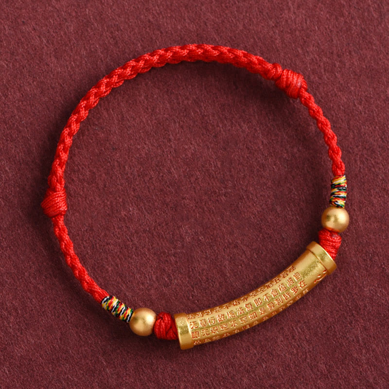 Bracelet de cheville en corde de force de protection Sutra du cœur en alliage fait à la main avec Buddha Stones
