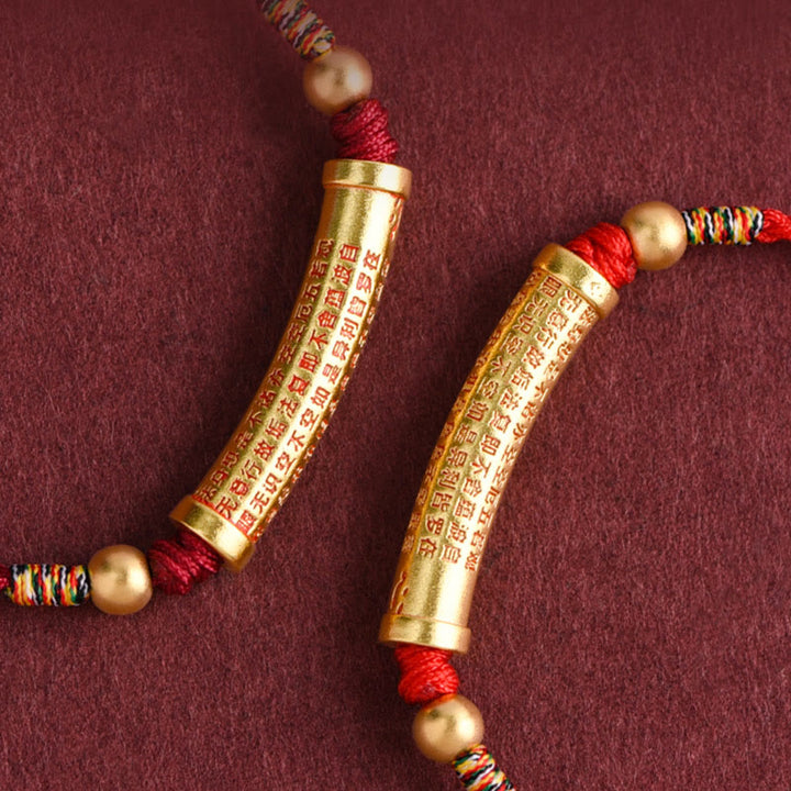 Bracelet de cheville en corde de force de protection Sutra du cœur en alliage fait à la main avec Buddha Stones
