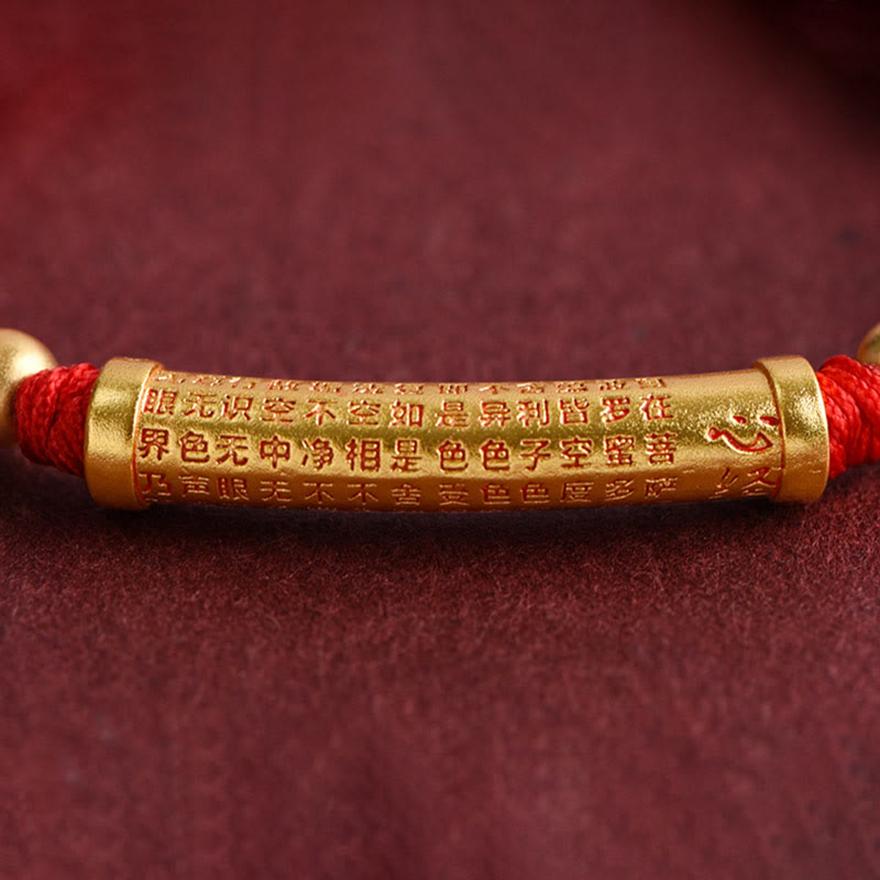 Bracelet de cheville en corde de force de protection Sutra du cœur en alliage fait à la main avec Buddha Stones