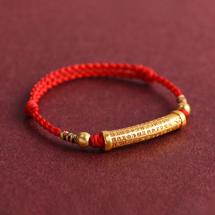 Bracelet de cheville en corde de force de protection Sutra du cœur en alliage fait à la main avec Buddha Stones
