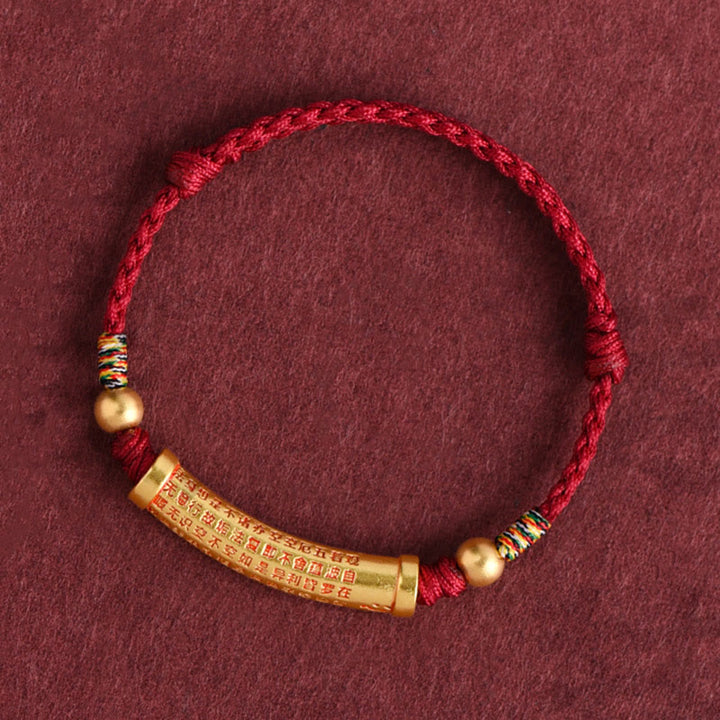 Bracelet de cheville en corde de force de protection Sutra du cœur en alliage fait à la main avec Buddha Stones