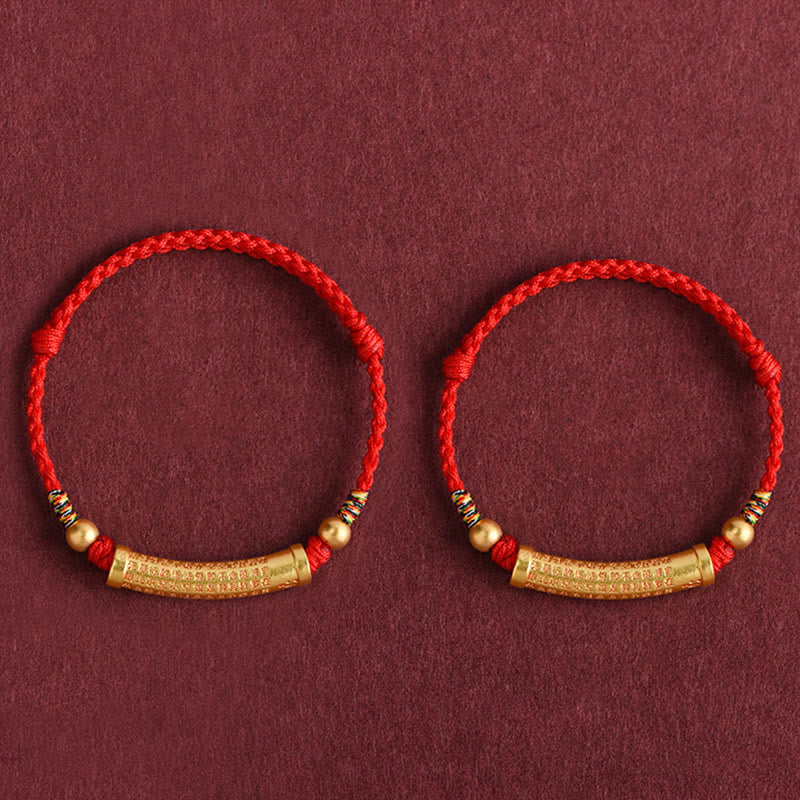 Bracelet de cheville en corde de force de protection Sutra du cœur en alliage fait à la main avec Buddha Stones