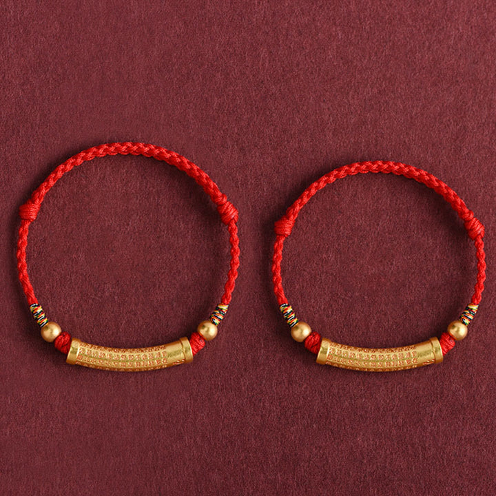 Bracelet de cheville en corde de force de protection Sutra du cœur en alliage fait à la main avec Buddha Stones