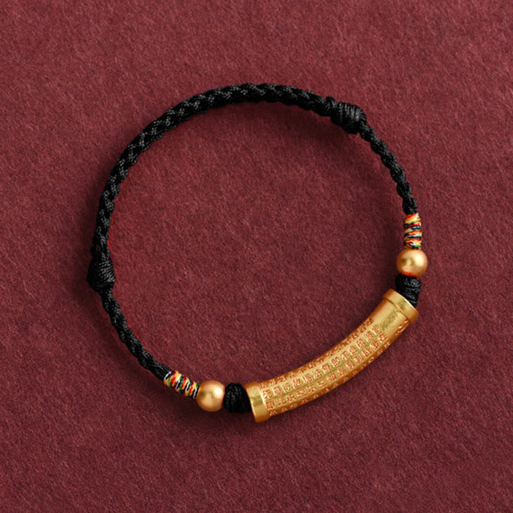 Bracelet de cheville en corde de force de protection Sutra du cœur en alliage fait à la main avec Buddha Stones