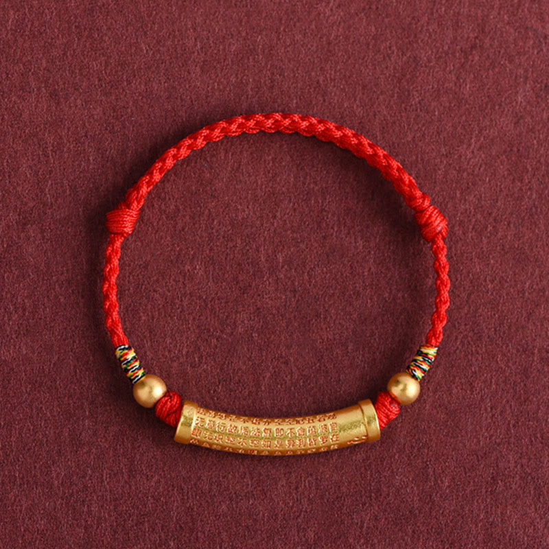Bracelet de cheville en corde de force de protection Sutra du cœur en alliage fait à la main avec Buddha Stones