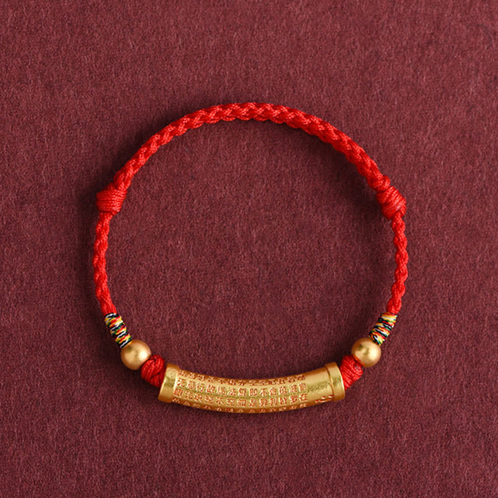 Bracelet de cheville en corde de force de protection Sutra du cœur en alliage fait à la main avec Buddha Stones