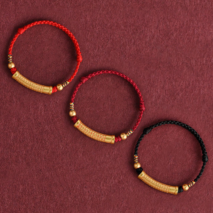 Bracelet de cheville en corde de force de protection Sutra du cœur en alliage fait à la main avec Buddha Stones