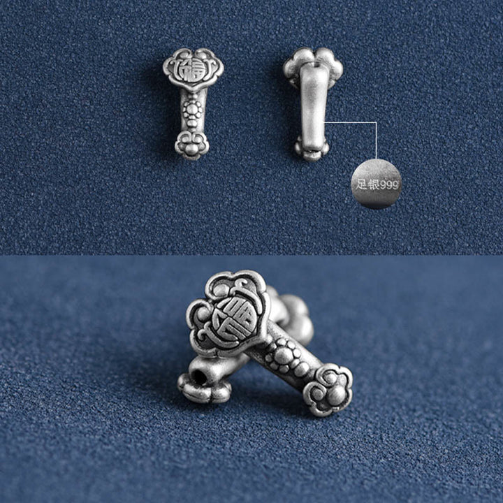 Bracelet de cheville en corde de fortune avec poignée en argent sterling 999 fait à la main avec des Buddha Stones Fu