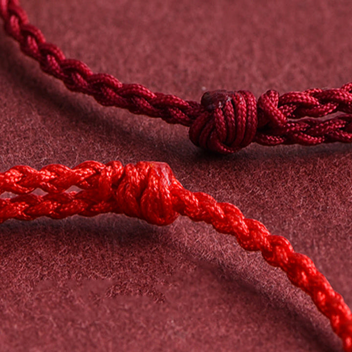 Bracelet de cheville en corde tressée faite à la main avec petite boucle de paix en or 999 avec Buddha Stones