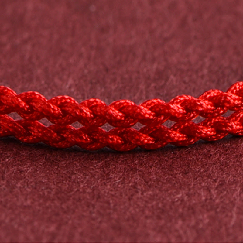 Bracelet de cheville en corde tressée faite à la main avec petite boucle de paix en or 999 avec Buddha Stones