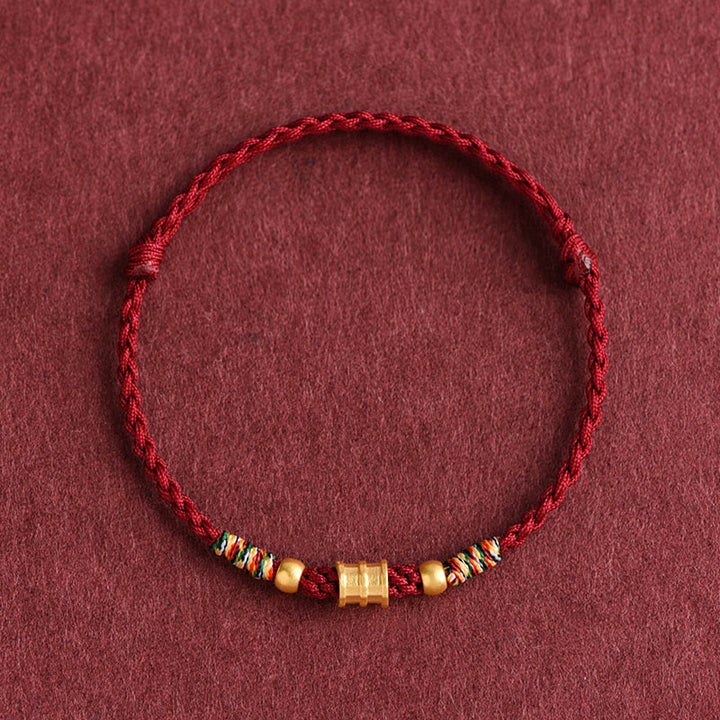 Bracelet de cheville en corde tressée fait main en forme de petit seau en or 999 Buddha Stones