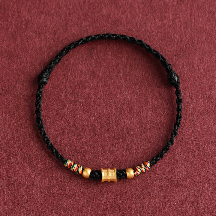 Bracelet de cheville en corde tressée fait main en forme de petit seau en or 999 Buddha Stones