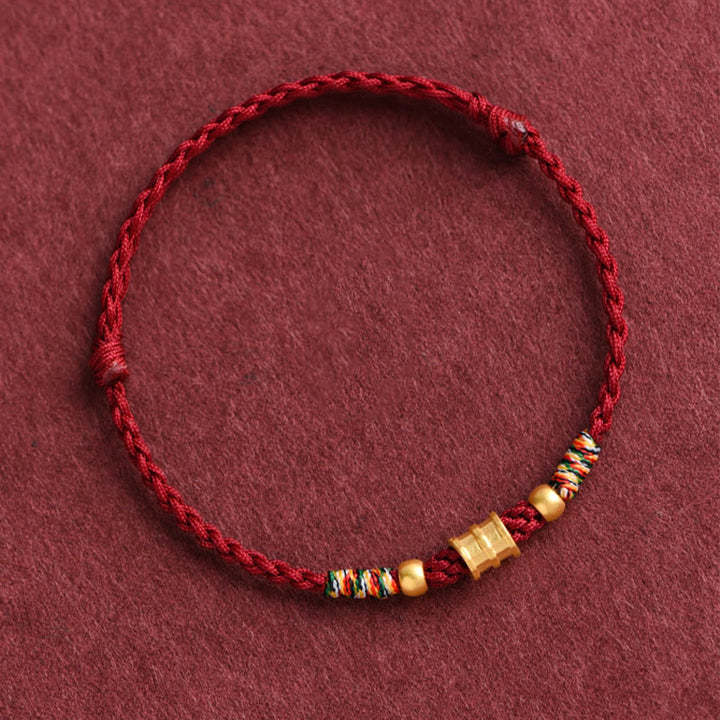 Bracelet de cheville en corde tressée fait main en forme de petit seau en or 999 Buddha Stones