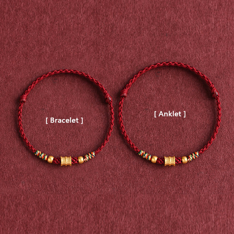Bracelet de cheville en corde tressée fait main en forme de petit seau en or 999 Buddha Stones - image 11