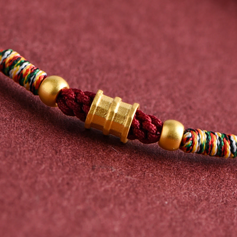 Bracelet de cheville en corde tressée fait main en forme de petit seau en or 999 Buddha Stones - image 8