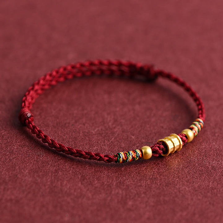 Bracelet de cheville en corde tressée fait main en forme de petit seau en or 999 Buddha Stones - image 2